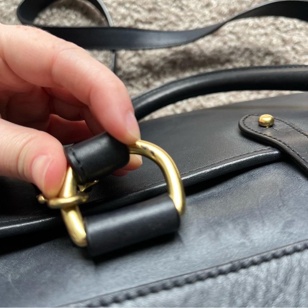 EUC Ghurka Rover No. 66 Doctor Satchel Midnight Navy Blue Handbag w/ Strap - Picture 12 of 16